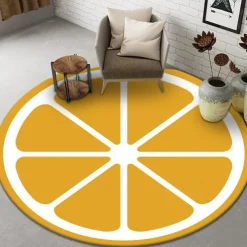 Fruit Rug Floor Mat Non-Slip Round Area Rugs Kitchen Floor Mat Soft Carpet for Bedroom Livingroom Bedside