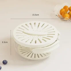 Fruit Strainer Colander Bowl Fruit Drain Basket with Lid Foldable Handle Cleaning Colander Plastic Refrigerator Crisper Kitchen Box Food Storage Container for Fridge Outdoor Picnic Pasta Salad Berry