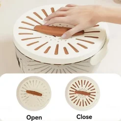 Fruit Strainer Colander Bowl Fruit Drain Basket with Lid Foldable Handle Cleaning Colander Plastic Refrigerator Crisper Kitchen Box Food Storage Container for Fridge Outdoor Picnic Pasta Salad Berry