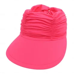 Fshion Solid Color Women's UV Sun Protection Wide Brim Visor Fashion Print Ruched Sun Protection Empty Summer Beach Hat
