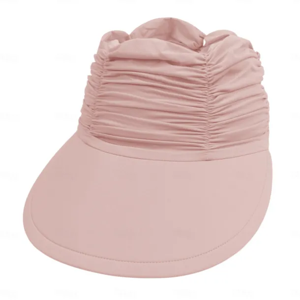 Fshion Solid Color Women's UV Sun Protection Wide Brim Visor Fashion Print Ruched Sun Protection Empty Summer Beach Hat