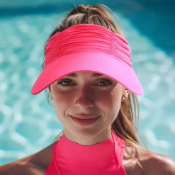 Fshion Solid Color Women's UV Sun Protection Wide Brim Visor Fashion Print Ruched Sun Protection Empty Summer Beach Hat