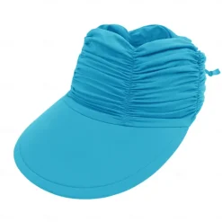 Fshion Solid Color Women's UV Sun Protection Wide Brim Visor Fashion Print Ruched Sun Protection Empty Summer Beach Hat