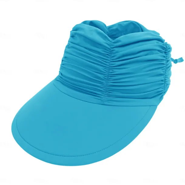 Fshion Solid Color Women's UV Sun Protection Wide Brim Visor Fashion Print Ruched Sun Protection Empty Summer Beach Hat