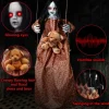 3.75ft Scary Halloween Decoration Outdoor, Halloween Hanging Swinging Girl, Sound and Touch Activated/Creepy Sounds/Light Up Eyes Scary Expression, Halloween Decoration Props, Suitable for Indoor and