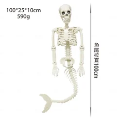 Full Body Skeleton with Movable Posable Joints, Realistic Plastic Bones Halloween Prop for Outdoor Haunted House Decorations