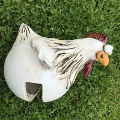 Fun Garden Art Resin Craft Chicken Statue Hen Sculpture Ornament for Home Garden Yard Outdoor Decor Accessories Fence Decoration
