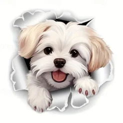 Fun White Dog Toilet Seat Decal - Easy Stick, Removable Bathroom Wall & Door Sticker for a Playful Touch