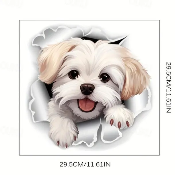 Fun White Dog Toilet Seat Decal - Easy Stick, Removable Bathroom Wall & Door Sticker for a Playful Touch
