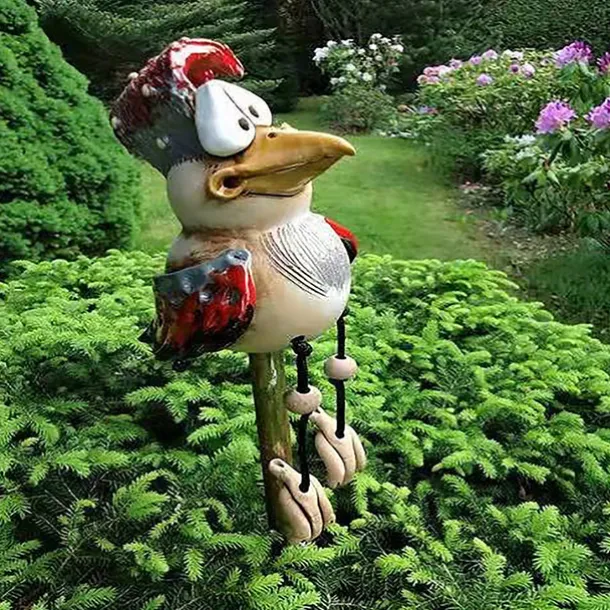 Funny Chicken Decor Statues Garden Farm Yard Resin Craft Chicken Rooster Sculpture Patio Lawn Garden Decor Accessories Outdoor Landscape Sculptures