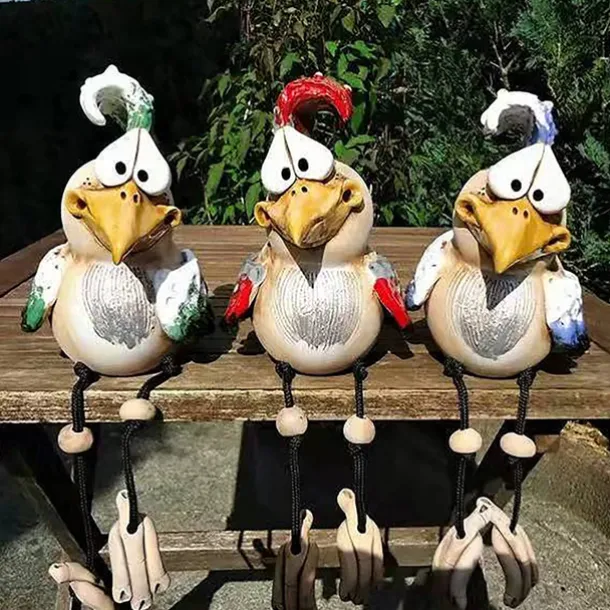 Funny Chicken Decor Statues Garden Farm Yard Resin Craft Chicken Rooster Sculpture Patio Lawn Garden Decor Accessories Outdoor Landscape Sculptures