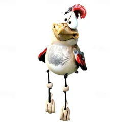 Funny Chicken Decor Statues Garden Farm Yard Resin Craft Chicken Rooster Sculpture Patio Lawn Garden Decor Accessories Outdoor Landscape Sculptures