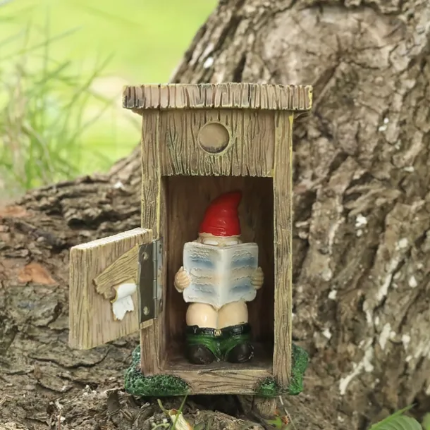 Funny Garden Gnome Outdoor Statues Naughty Sculpture Decoration Inappropriate Read Newspaper Gnome for Indoor Lawn Yard Red