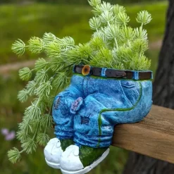 Funny Indoor And Outdoor Flower Pots Resin Denim Pants Ornaments Creative Flower Pot Decoration Crafts Retro Garden Decoration