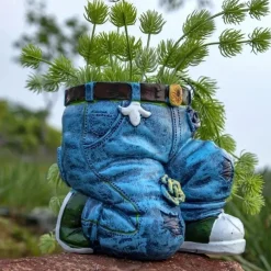 Funny Indoor And Outdoor Flower Pots Resin Denim Pants Ornaments Creative Flower Pot Decoration Crafts Retro Garden Decoration