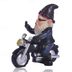 Funny Naughty Garden Gnome Riding Motorcycle Outdoor Gnome Decoration Indoor Outdoor Lawn Statue Patio Porch Decoration Delivery Gift