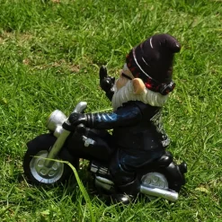 Funny Naughty Garden Gnome Riding Motorcycle Outdoor Gnome Decoration Indoor Outdoor Lawn Statue Patio Porch Decoration Delivery Gift