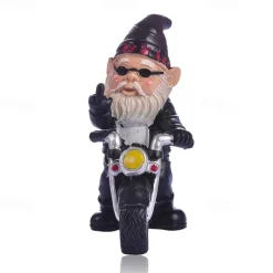Funny Naughty Garden Gnome Riding Motorcycle Outdoor Gnome Decoration Indoor Outdoor Lawn Statue Patio Porch Decoration Delivery Gift