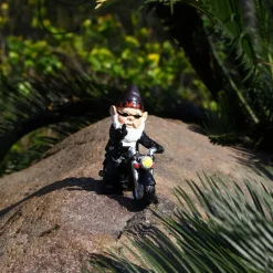 Funny Naughty Garden Gnome Riding Motorcycle Outdoor Gnome Decoration Indoor Outdoor Lawn Statue Patio Porch Decoration Delivery Gift