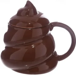 Funny Poop Ceramic Mug Cartoon Smile Coffee Milk Mug Porcelain Water Cup with Handgrip Lid Tea Cup Office Drinkware
