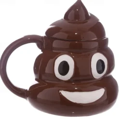 Funny Poop Ceramic Mug Cartoon Smile Coffee Milk Mug Porcelain Water Cup with Handgrip Lid Tea Cup Office Drinkware