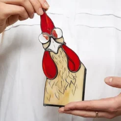 Funny Rooster Stained Glass Bird Window Corner Decor,Rooster Yard Decor,Funny Window Corner Decor-Peeping Rooster,Rooster Yard Decor,Birds Stained Glass,Handmade Peeping Rooster