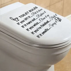 Funny Warning Toilet Stickers Cartoon Child Urination Toilet Lid WC Door Sticker Removable Household Self-Adhesive Decor Paper