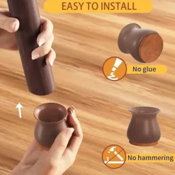 Furniture Leg Caps,Silicone Chair Leg Covers with Thickened Felt Pads: Noiseless Furniture Foot Protectors for Tables, Chairs, Stools