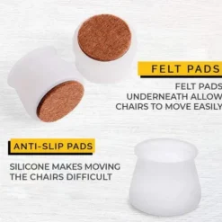 Furniture Leg Caps,Silicone Chair Leg Covers with Thickened Felt Pads: Noiseless Furniture Foot Protectors for Tables, Chairs, Stools