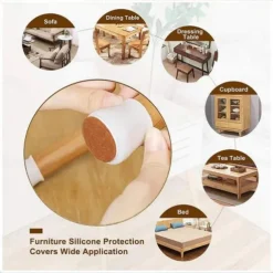 Furniture Leg Caps,Silicone Chair Leg Covers with Thickened Felt Pads: Noiseless Furniture Foot Protectors for Tables, Chairs, Stools