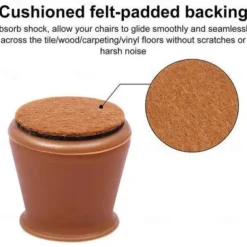 Furniture Leg Caps,Silicone Chair Leg Covers with Thickened Felt Pads: Noiseless Furniture Foot Protectors for Tables, Chairs, Stools