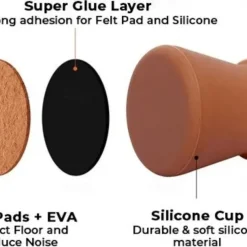 Furniture Leg Caps,Silicone Chair Leg Covers with Thickened Felt Pads: Noiseless Furniture Foot Protectors for Tables, Chairs, Stools