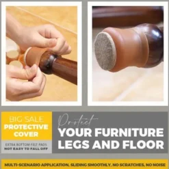 Furniture Leg Caps,Silicone Chair Leg Covers with Thickened Felt Pads: Noiseless Furniture Foot Protectors for Tables, Chairs, Stools