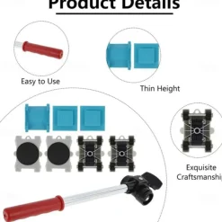 Furniture Lifter Mover Tool Set 440lb Heavy Duty Furniture Lifter with 4 Pulleys Easy & Safe Moving Kit for Sofas Refrigerators Couches Carpet & Hard Floors