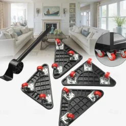 Furniture Mover with Wheels & Lifter Set 360 Swivel Casters 880lbs Capacity Furniture Dolly for Moving Heavy Furniture Refrigerator Sofa Cabinet