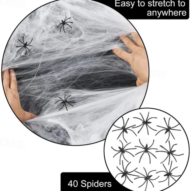 300g Halloween Decorations Artificial Spider Web Stretchy Cobweb Scary Party Halloween Decoration for Bar Haunted House Scene Props