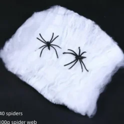 100G Spider Web with 40 Spiders Halloween Spider Cotton Spider Web Spider Silk Small Spider Party Haunted House Decoration Props