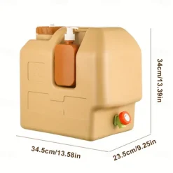 5.28gal Portable Camping Water Jug with Spigot & Removable Soap Dispenser - BPA-Free Food-Grade PE, Adjustable Flow Tap, Wide Mouth, Durable Design for Camping, Hiking, Outdoor, Emergency (Yellow)