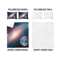 Galaxy Starry Sky Planet 3-Piece Down Duvet Cover Set for Hotel Bedroom Guest Room Guestroom Bedding Comfortable Set