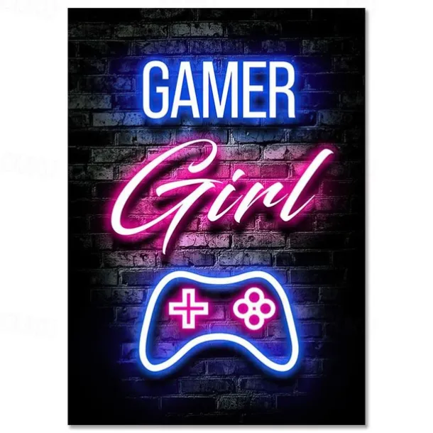 Gaming Room Decoration Poster Wall Art Video Game Canvas Painting Playroom Neon Decor Picture for Gamer Boy Bedroom Prints Decor Without Frame