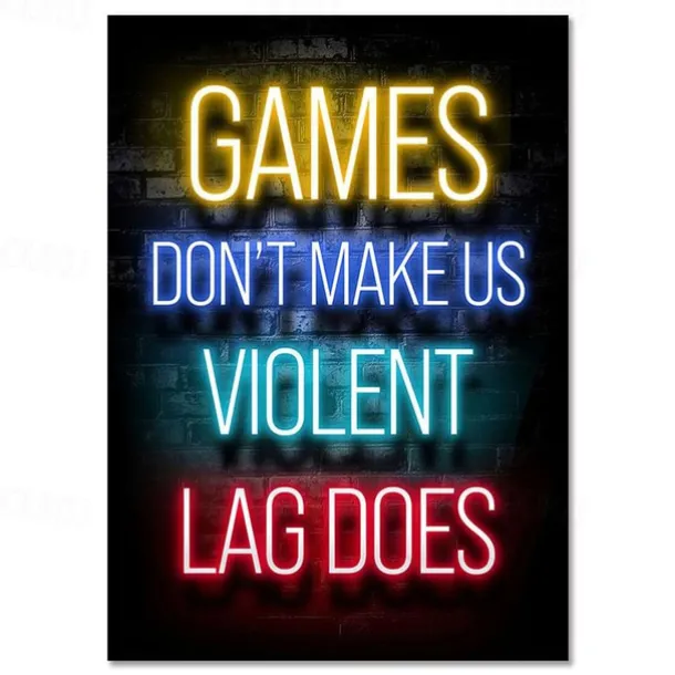 Gaming Room Decoration Poster Wall Art Video Game Canvas Painting Playroom Neon Decor Picture for Gamer Boy Bedroom Prints Decor Without Frame