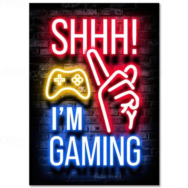 Gaming Room Decoration Poster Wall Art Video Game Canvas Painting Playroom Neon Decor Picture for Gamer Boy Bedroom Prints Decor Without Frame