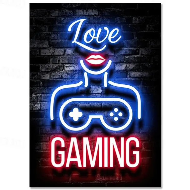 Gaming Room Decoration Poster Wall Art Video Game Canvas Painting Playroom Neon Decor Picture for Gamer Boy Bedroom Prints Decor Without Frame