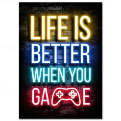 Gaming Room Decoration Poster Wall Art Video Game Canvas Painting Playroom Neon Decor Picture for Gamer Boy Bedroom Prints Decor Without Frame
