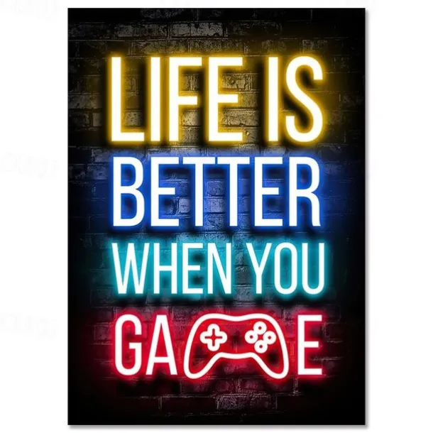 Gaming Room Decoration Poster Wall Art Video Game Canvas Painting Playroom Neon Decor Picture for Gamer Boy Bedroom Prints Decor Without Frame