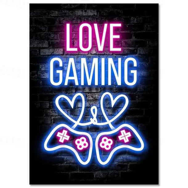 Gaming Room Decoration Poster Wall Art Video Game Canvas Painting Playroom Neon Decor Picture for Gamer Boy Bedroom Prints Decor Without Frame