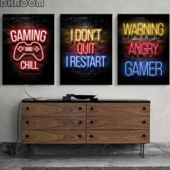 Gaming Room Decoration Poster Wall Art Video Game Canvas Painting Playroom Neon Decor Picture for Gamer Boy Bedroom Prints Decor Without Frame
