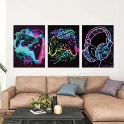 Gaming Wall Art Canvas Gaming Game Controller Prints and Posters Pictures Decorative Fabric Painting For Living Room Pictures No Frame