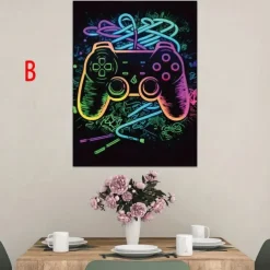 Gaming Wall Art Canvas Gaming Game Controller Prints and Posters Pictures Decorative Fabric Painting For Living Room Pictures No Frame