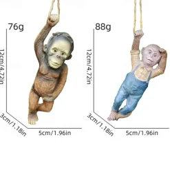 Garden Animal Outdoor Ornaments Decor Resin Monkey Statue DIY Statue Family Miniature Dollhouse Garden Ornament Accessories for Yard Lawn Patio Decorations and Gift